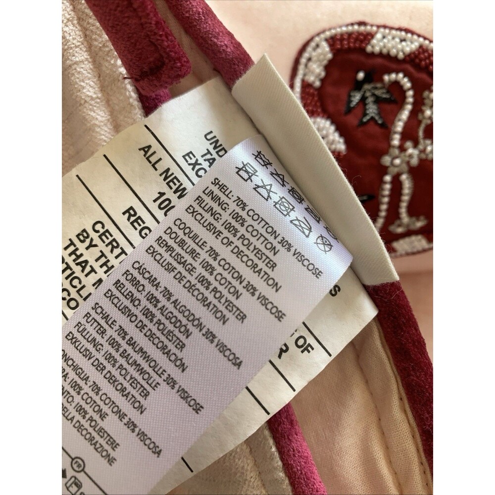 New Anthropologie Christmas Tree Skirt Coretta 60" Embroidered Beaded Pink Boho - Picture 15 of 16